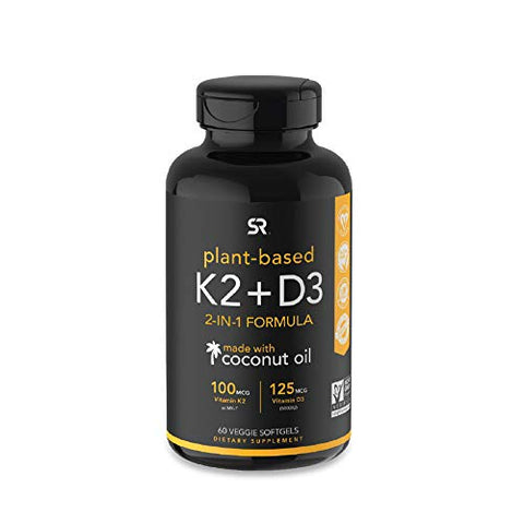 Buy Online High Quality Sport Research - Vitamin K2 + D3 with Organic Coconut Oil for Better Absorption | 2-in-1 formula with 5000iu of Vegan D3 & 100mcg of Vitamin K2 as MK7 | Vegan Certifie