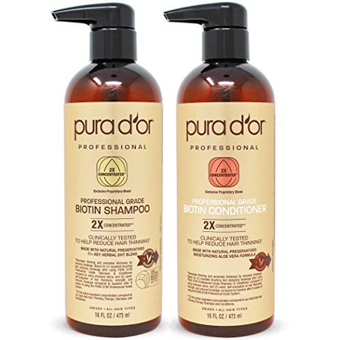 Buy Online High Quality 2.2 PURA D'OR Professional Grade Anti-Hair Thinning 2X Concentrated Actives (16oz Shampoo & 16oz Conditioner) for Maximum Results - Red Moon Bionic Hair Lab