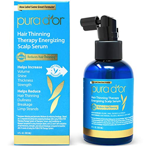 Buy Online High Quality 2.2 PURA D'OR Hair Thinning Therapy Energizing Scalp Serum Revitalizer (4oz) with Argan Oil, Biotin, Caffeine, Stem Cell, Catalase & DHT Blockers, All Hair Types, Men 