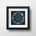 Buy Online High Quality Wheel of the year, Wicca poster print, Moon phases, Witch, Astrology illustration, Celestial wall art, Magick décor, Seasons, Navy, Gold - Red Moon Bionic Hair Lab
