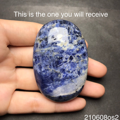 Buy Online High Quality Blue Sodalite Oval Shape Pocket Palm Stone, Chakra Reiki Healing Crystal Therapy for Energy Yoga Decoration, Carved Palm Balancing Stone - Red Moon Bionic Hair Lab