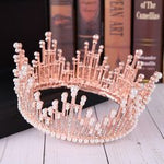 Buy Online High Quality Rose Gold/Silver Color Shining Crystal Simulated Pearls Full Round Tiara Crown d - Red Moon Bionic Hair Lab