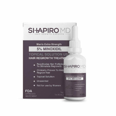 Buy Online High Quality 7.7 SHAPIRO MD - Men's Extra Strength 5% MINOXIDIL - Topical Solution, Hair Regrowth Serum - Red Moon Bionic Hair Lab