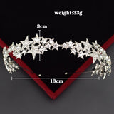 Buy Online High Quality Silver Star Rhinestone Bridal Crown Baroque Bridal Wedding Headwear Handmade Fashion headband Headpiece - Red Moon Bionic Hair Lab