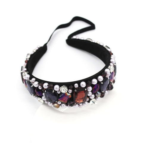 Buy Online High Quality 2020 Woman Headband Crown Tiara Wedding Hair Accessories Crystal Beads Baroque H - Red Moon Bionic Hair Lab