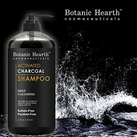 Buy Online High Quality 5.5  Botanic Hearth Activated CHARCOAL Shampoo - Daily Detoxifying & Balancing - Argan, Almond, Camellia Seed, Avocado, Coconut, Botanical Keratin  . - Red Moon Bionic