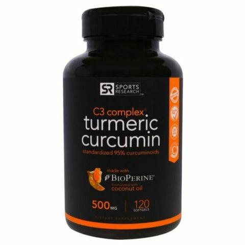 Buy Online High Quality Sports Research - Turmeric Curcumin C3® Complex (500mg) - 120 Softgels - Enhanced with Black Pepper & Organic Coconut Oil for Better Absorption (Amazon's Best Seller)