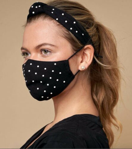 Buy Online High Quality Lele Sadoughi Face Mask & Headband Set - Black White Pearls Brand New/Sealed  - Red Moon Bionic Hair Lab