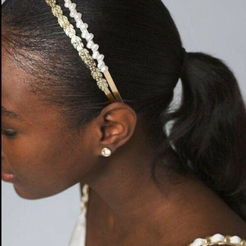 Buy Online High Quality  Set of faux pearl & pave leaf headbands NWT - Red Moon Bionic Hair Lab